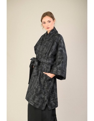 Manteau Kimono AKI noir/gris une grave pollution 