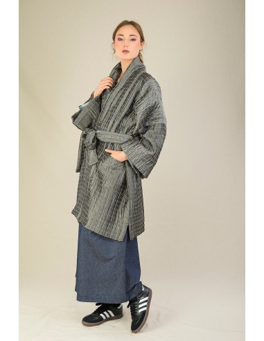 Manteau Kimono réversible SHOJI gris/vert bronze Véritable concentré