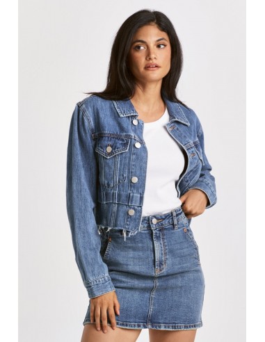 Dear John Cropped Raw Hem Denim Jacket pas cher