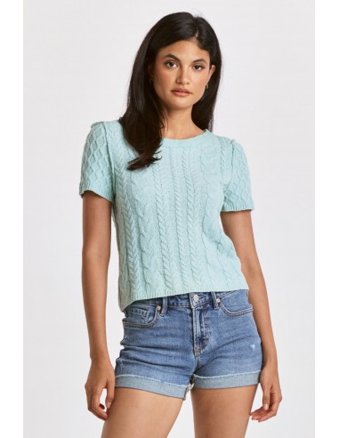 Dear John Cable Knit Short Sleeve Sweater Top prix