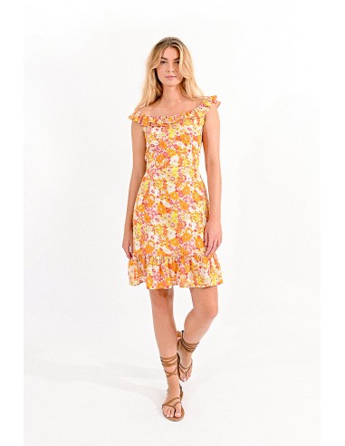 Bright Summer Floral Ruffle Neck Dress - Online Only de France