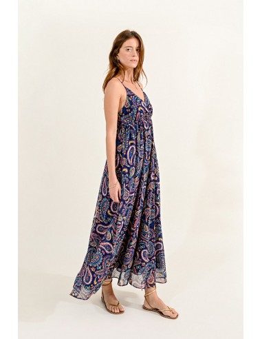 Navy Paisley Shimmer Maxi Dress les ligaments