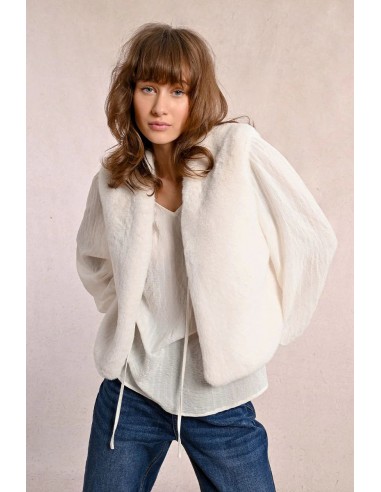 Faux Fur White Vest rembourrage situé sous