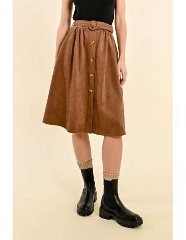 High Waisted Suede Belted Skirt suggérées chez