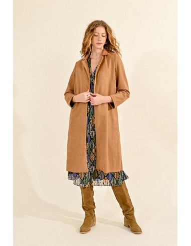 Suede Trench Coat brillant des détails fins