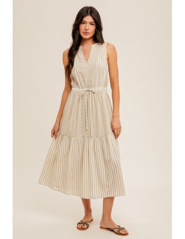 Striped Tie Waist Midi Dress outlet