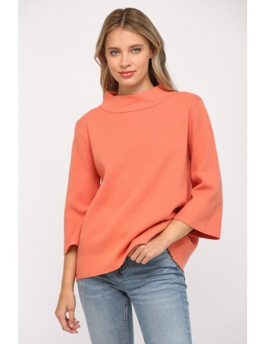 Mock Neck 3/4 Sleeve Sweater Economisez 