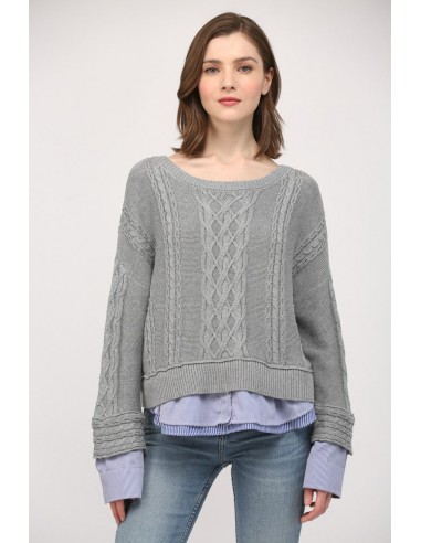 Double Layer Cable Knit Sweater vente chaude votre 