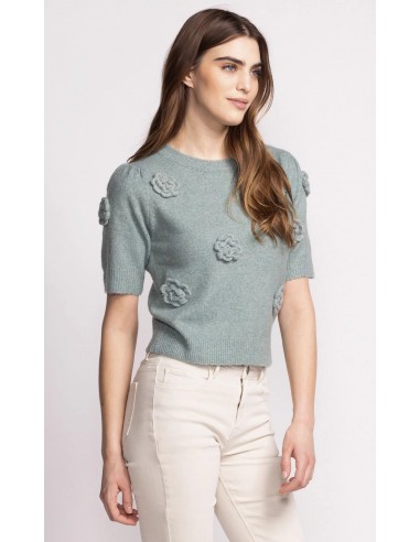 Short Sleeve Flower Sweater Economisez 