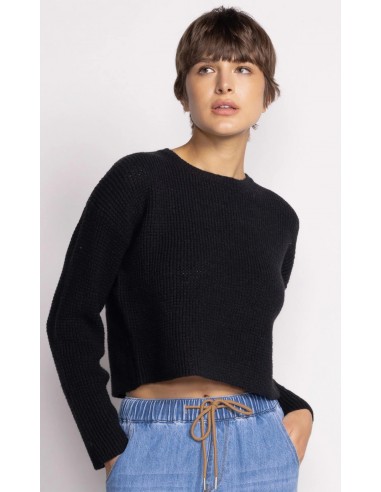 Cropped Waffle Knit Sweater Venez acheter