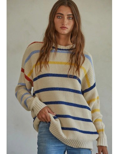 Multi Colored Knit Striped Sweater 2024