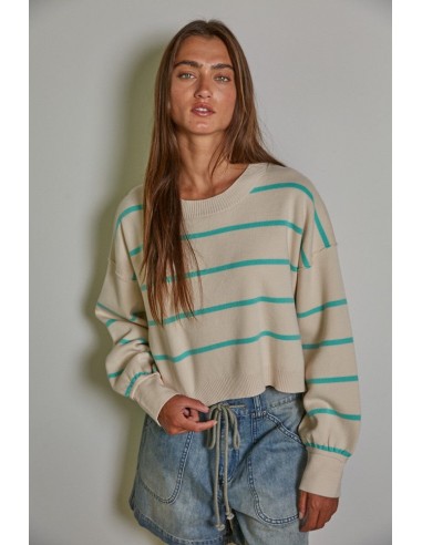 Mint Stripe Cropped Sweater 2024