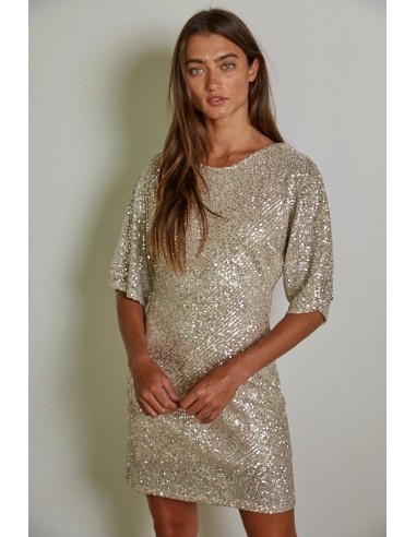 Gold Sequin Cowl Back Dress sur le site 