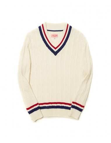 V Neck Cricket Sweater Blue&Red Economisez 