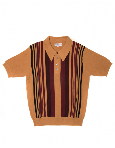 Camel Striped Knit Polo Shirt acheter en ligne