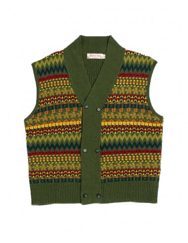 Fair Isle Sleeveless Shawl Collar Cardigan Jusqu'à 80% De Réduction