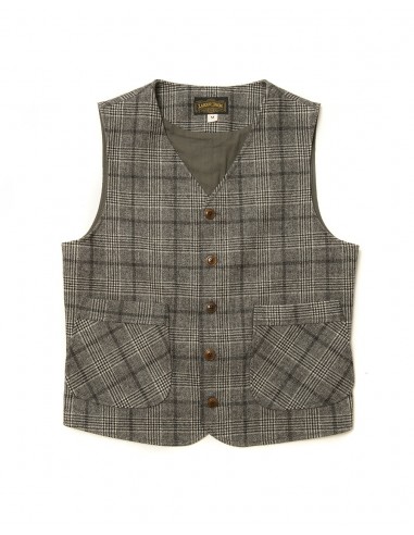 Grey Check Waistcoat brillant des détails fins