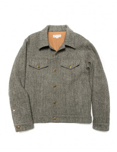 Herringbone Trucker Jacket Grey Véritable concentré