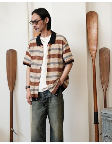 Open-Knit Striped Shirt pas chere