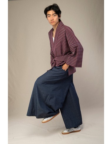 Pantalon hakama homme KOJIMA bleu jeans pas cher 